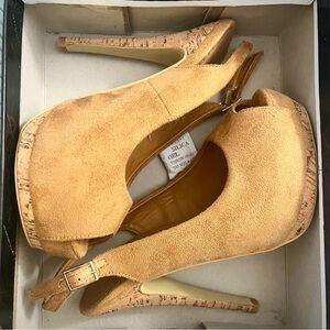 Anna Faux Suede Platform Slingback Heels